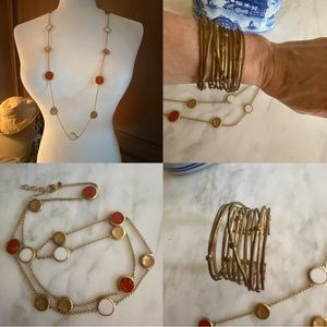 RL Gold-toned necklace and cuff bracelet